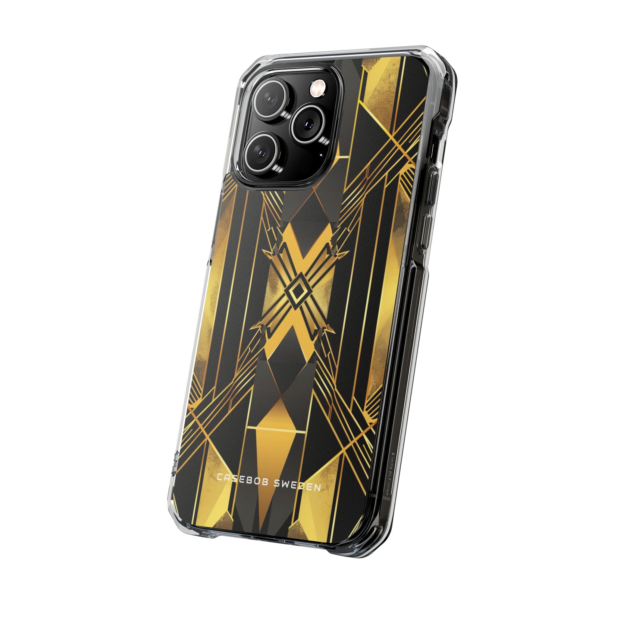 Golden Geometric Elegance iPhone 14 - Clear Impact Phone Case