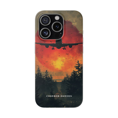 Vintage Sunset Airplane Silhouette iPhone 15 - Flexi Phone Case