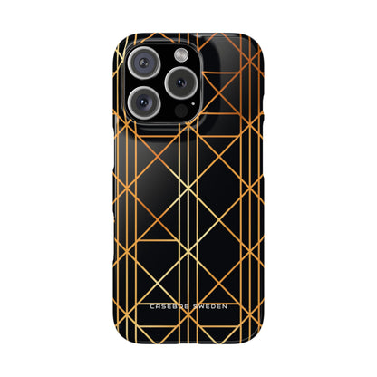 Golden Geometric Elegance iPhone 16 - Slim Phone Case