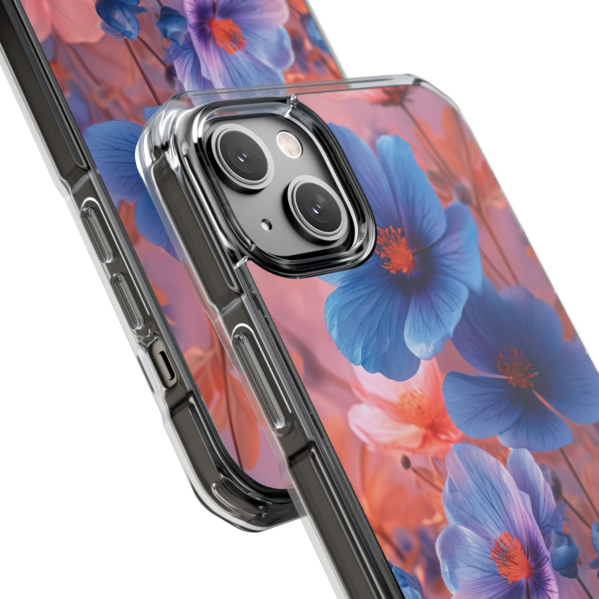 Harmonious Blooming Blues and Pinks iPhone 14 - Clear Impact Phone Case