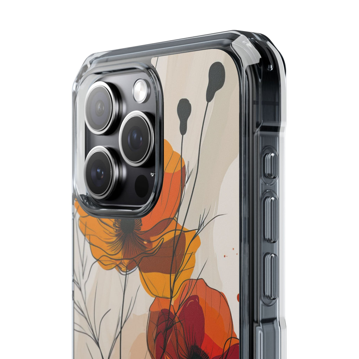 Feurige florale Abstraktion – Handyhülle für iPhone (Clear Impact – magnetisch)