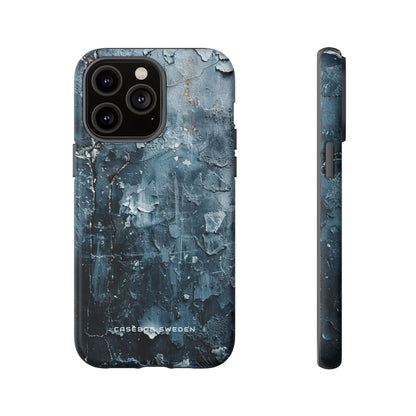 Weathered Blue Tapestry with Cracked Layers iPhone 14 - Tough Phone Case