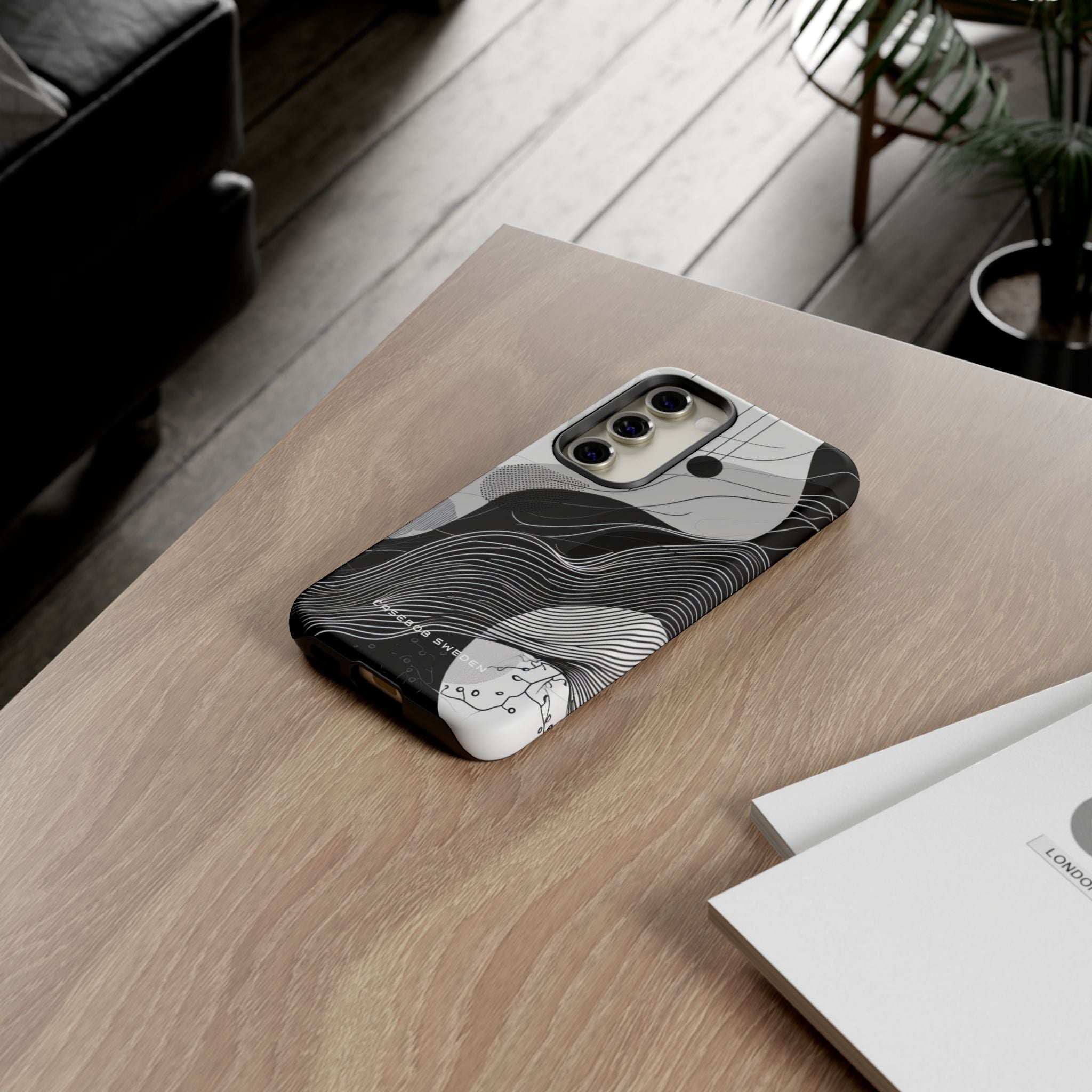 Fluid Rhythms: Monochrome Line Flow Samsung S23 - Tough Phone Case