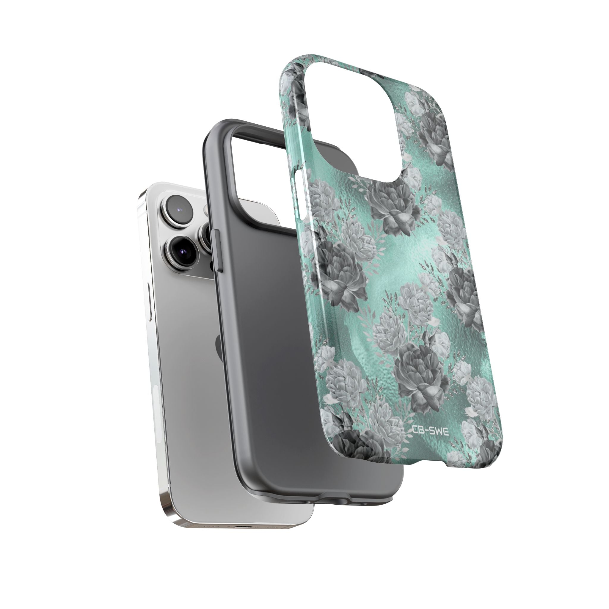 Teal Floral Elegance - iPhone Case