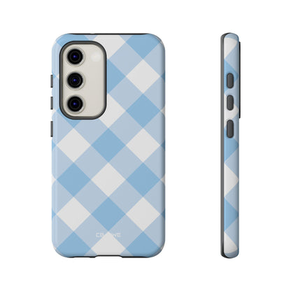Soft Blue Gingham Elegance - Samsung Case