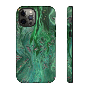 Light Green Ink Art iPhone Case (Protective) iPhone 12 Pro Glossy Phone Case