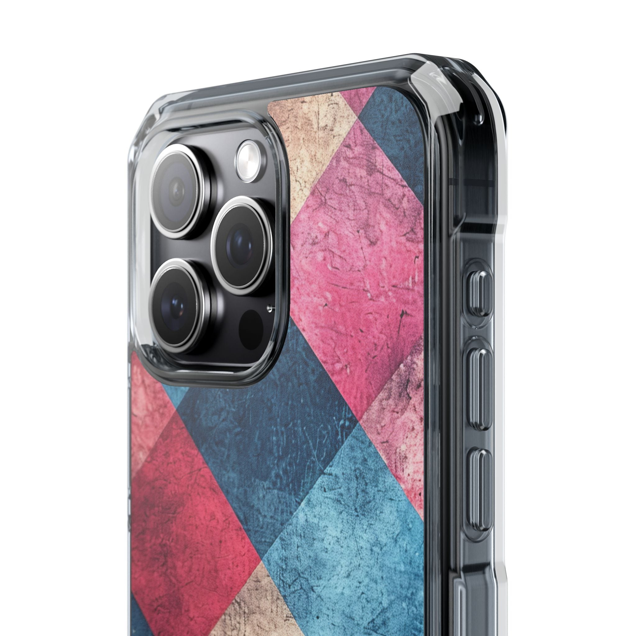 Bold Geometric Squares - Clear Impact iPhone 15 Phone Case