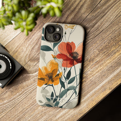 Elegant Floral Harmony iPhone 15 - Tough Phone Case