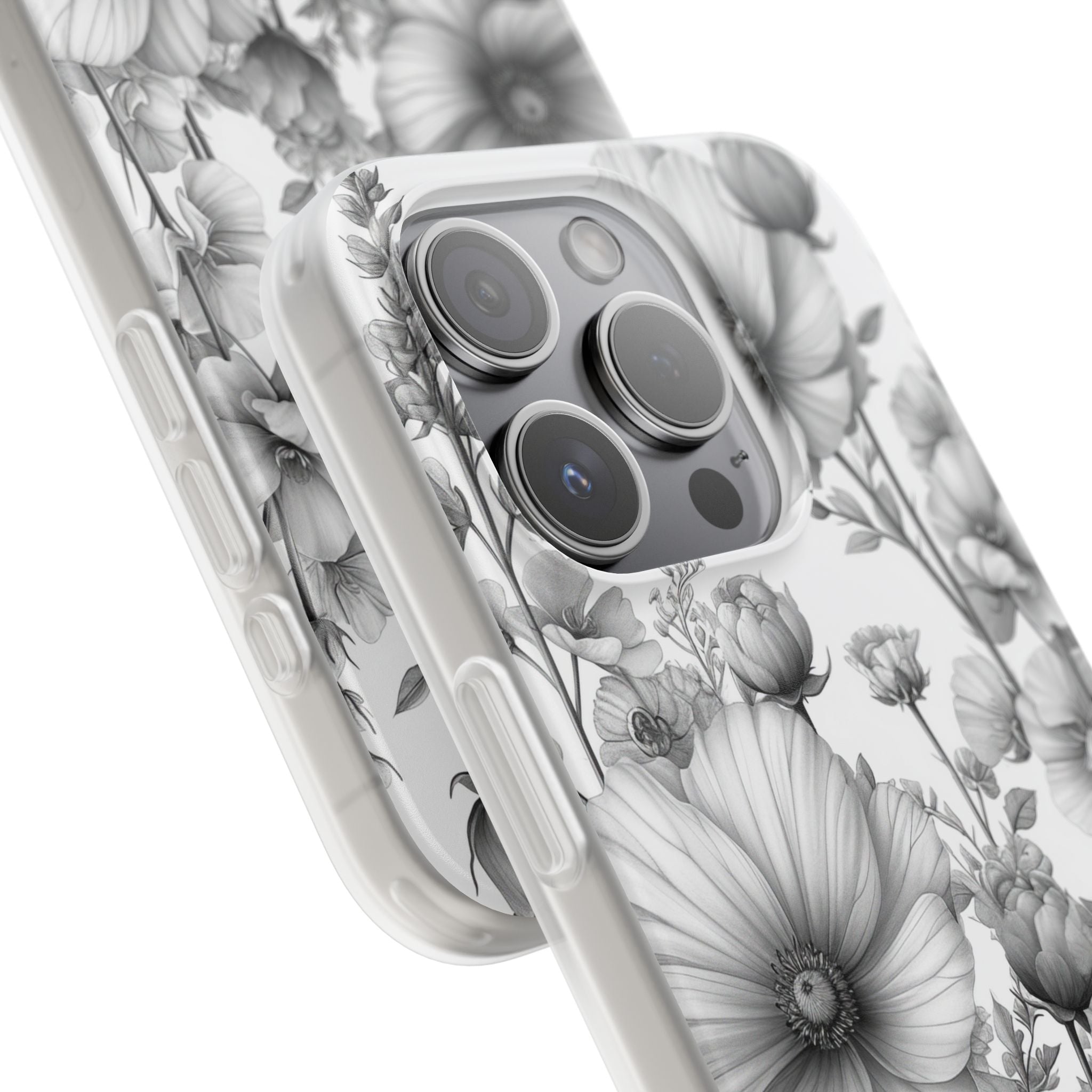 Monochrome Flora | Flexible Phone Case for iPhone