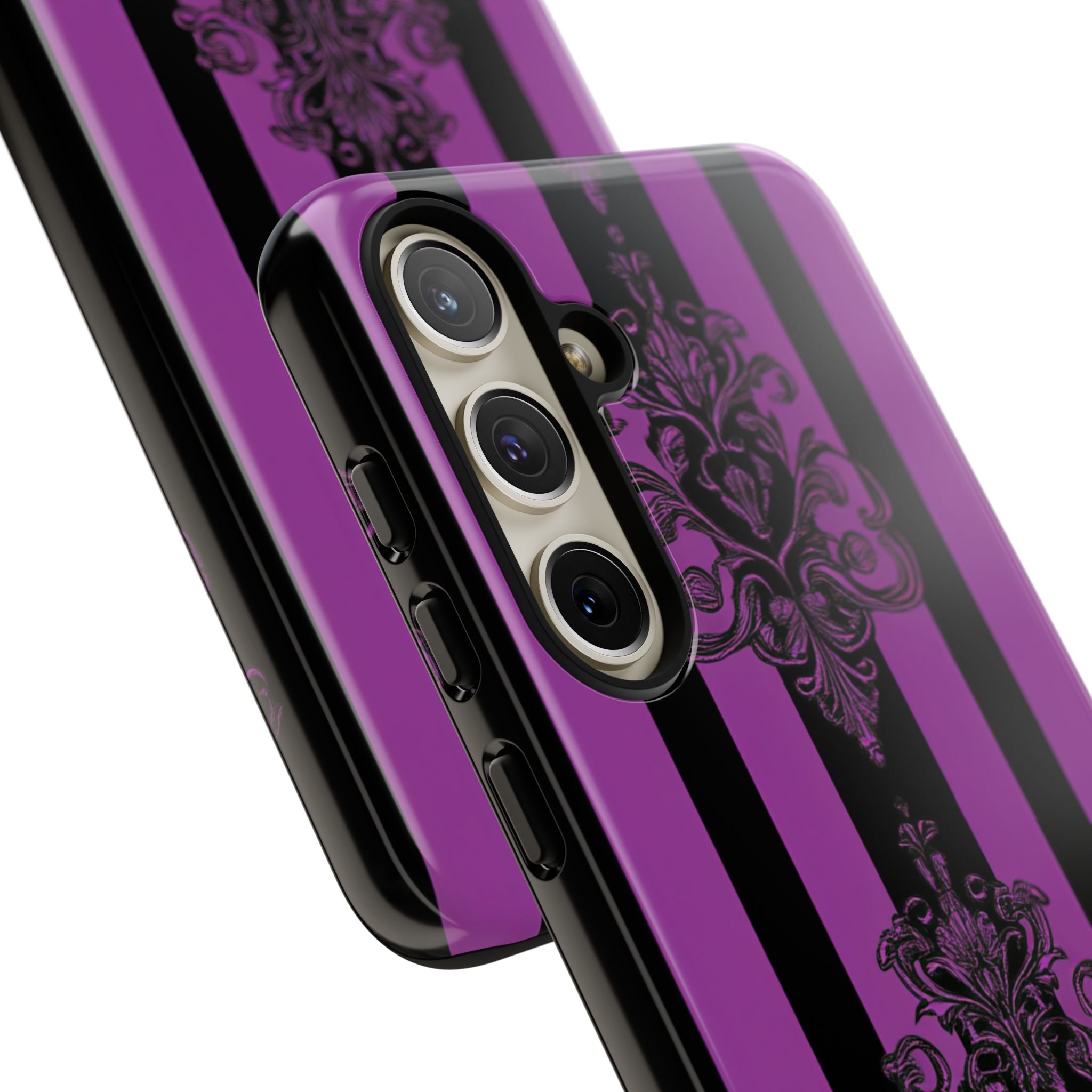 Gothic Elegance with Vertical Stripes and Ornamental Motifs Samsung S24 - Tough Phone Case