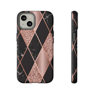 Pink Black Geometric - Protective Phone Case