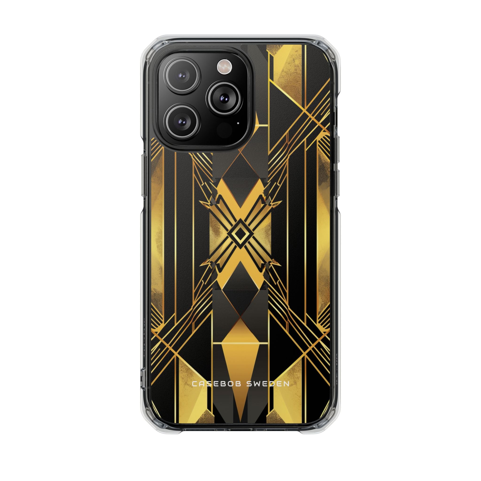 Golden Geometric Elegance iPhone 14 - Clear Impact Phone Case