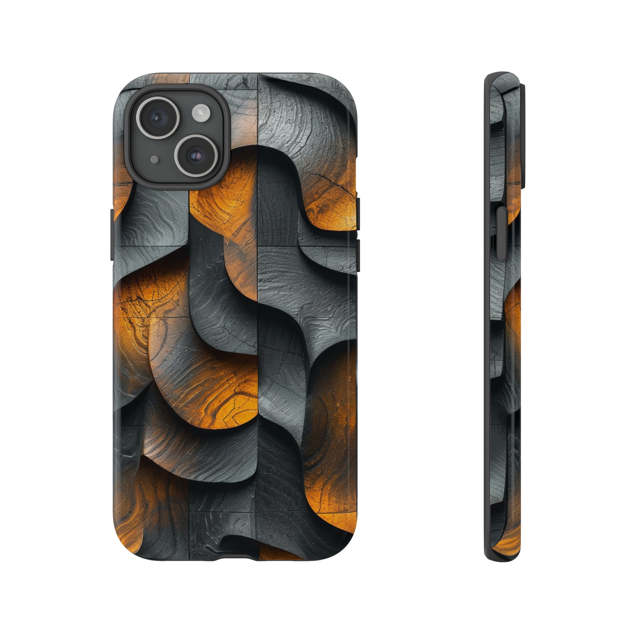 Grey Fire Orange Geometry - Protective Phone Case