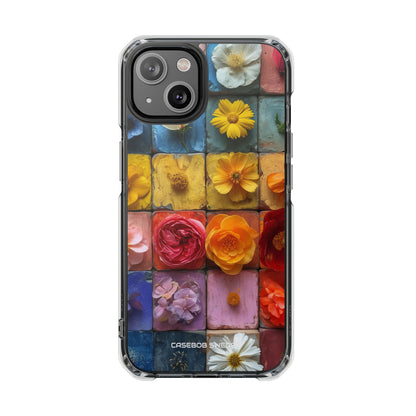 Vibrant Floral Tiles - Clear Impact iPhone 14 Phone Case