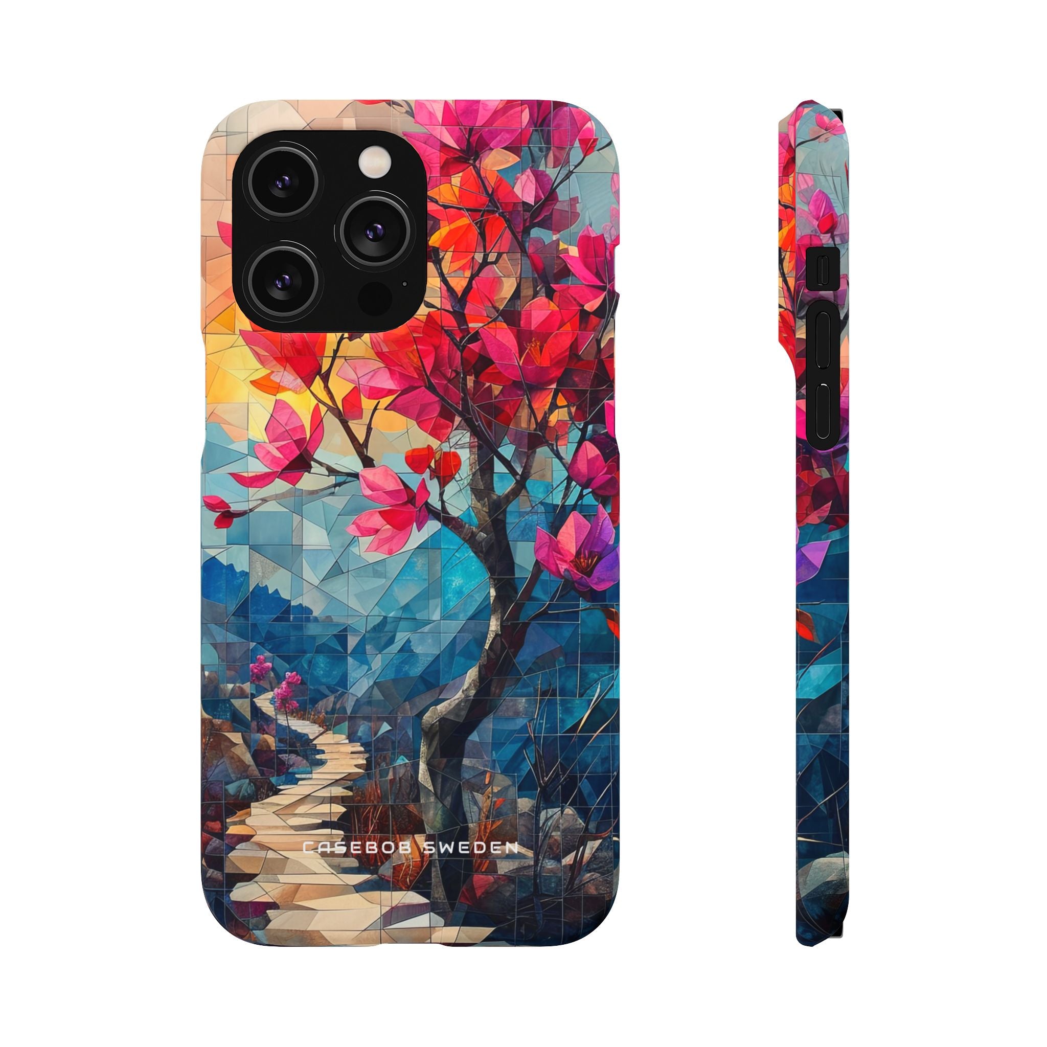 Vibrant Geometric Tree Landscape iPhone 14 - Slim Phone Case