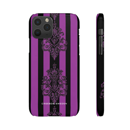 Gothic Elegance with Vertical Stripes and Ornamental Motifs iPhone 11 - Slim Phone Case