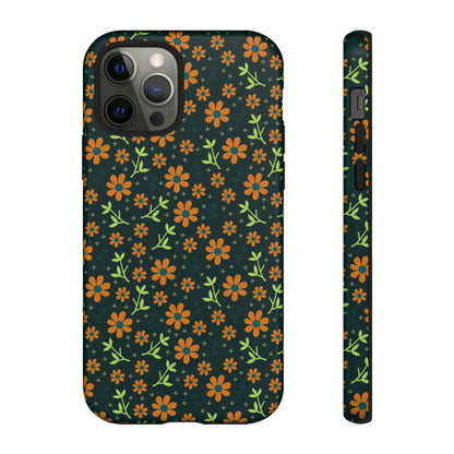 Green Flower Pattern - Protective Phone Case