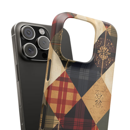 Rustic Geometric Patchwork Harmony iPhone 16 - Slim Phone Case