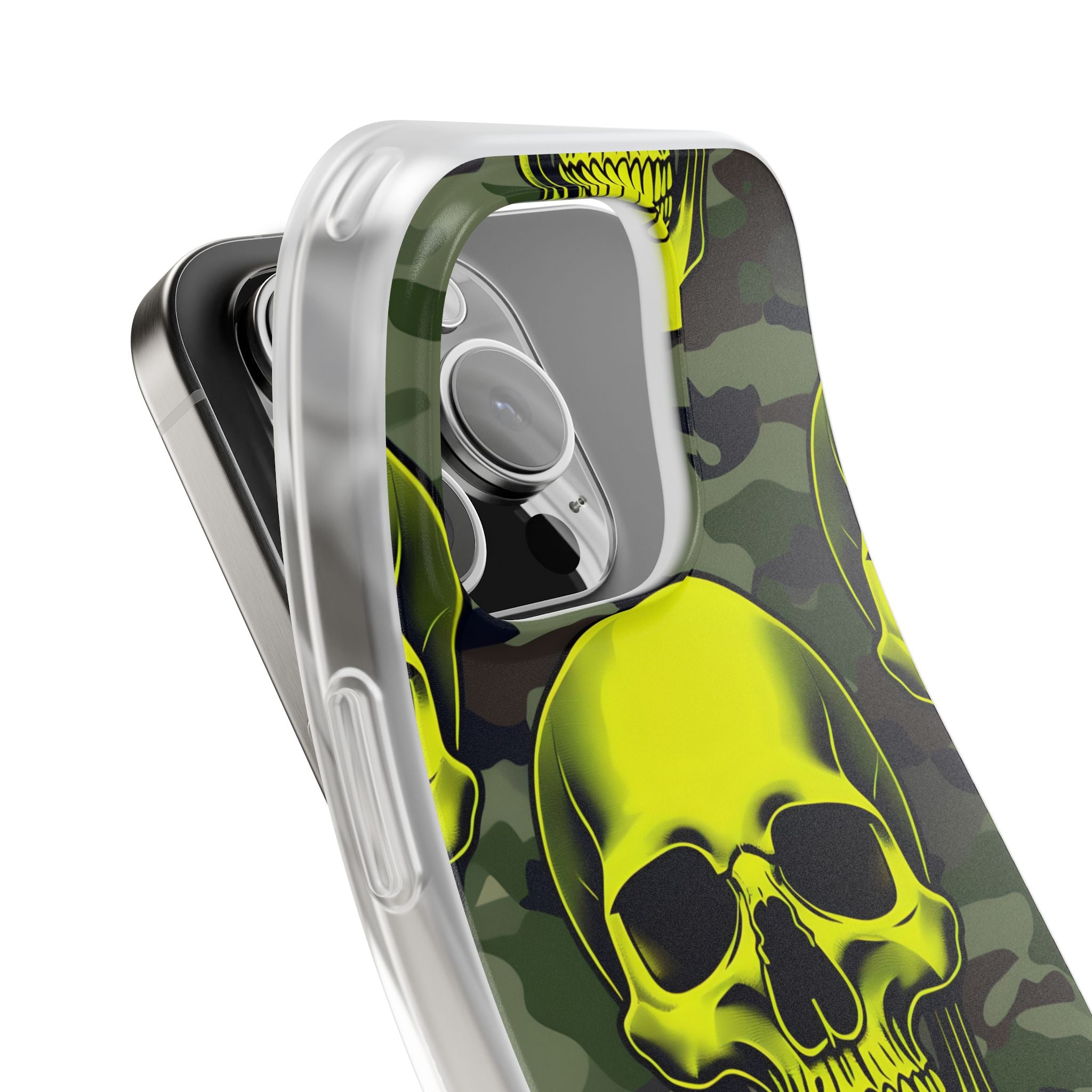 Neon Skull Camo iPhone 16 Pro Case - Soft
