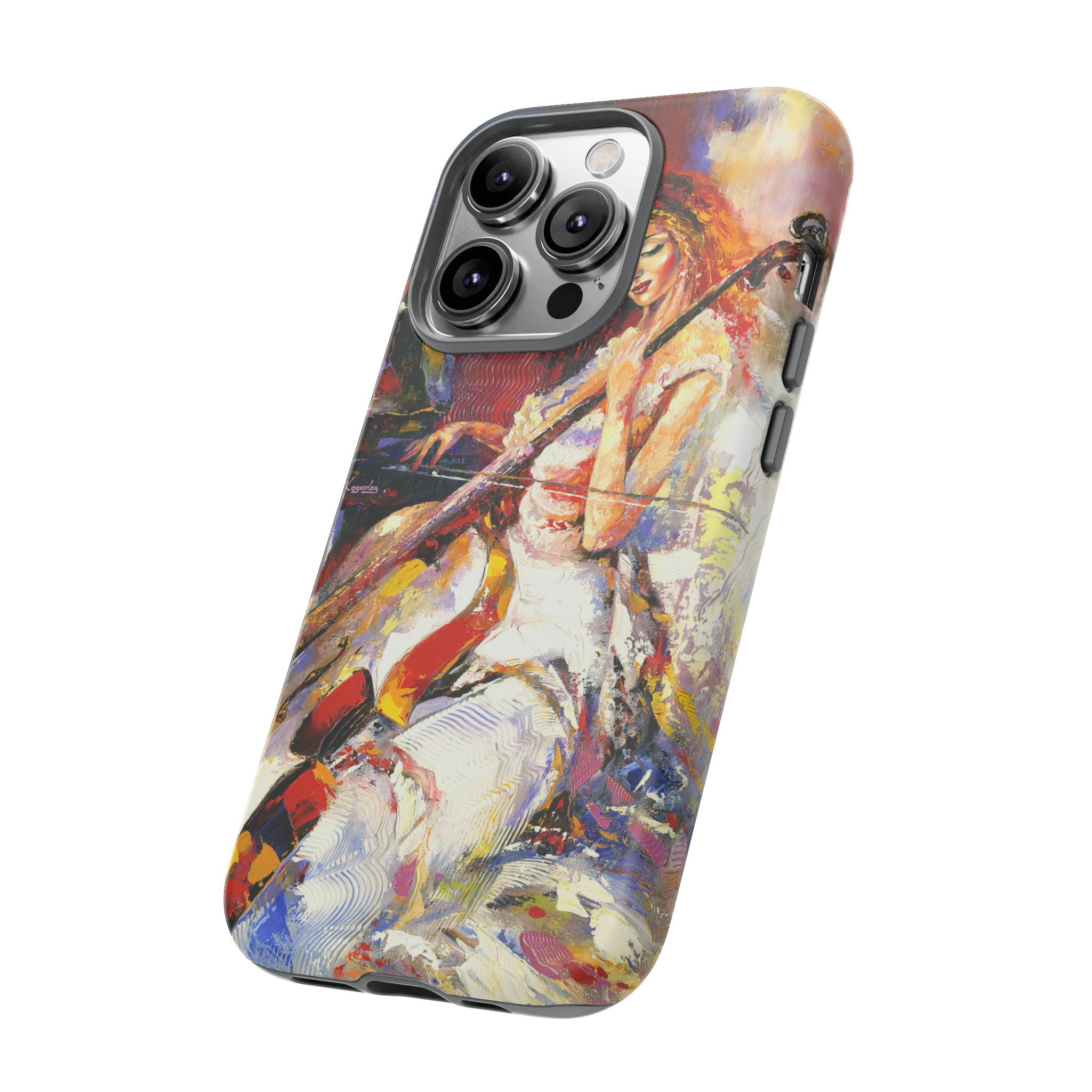 Oil panting - Girl playing Violoncello - Protective Phone Case