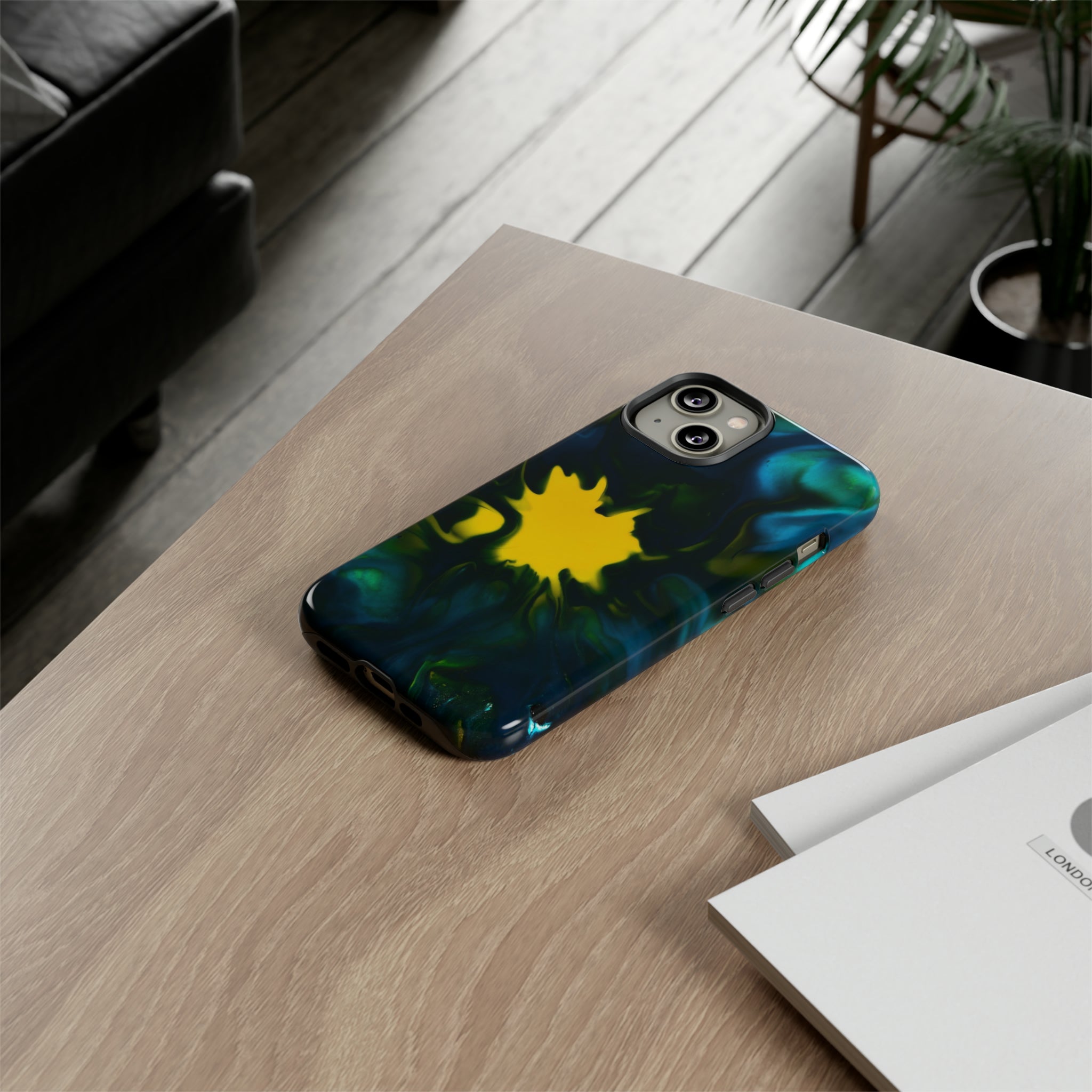 Yellow Spot Ink Art - Protective Phone Case