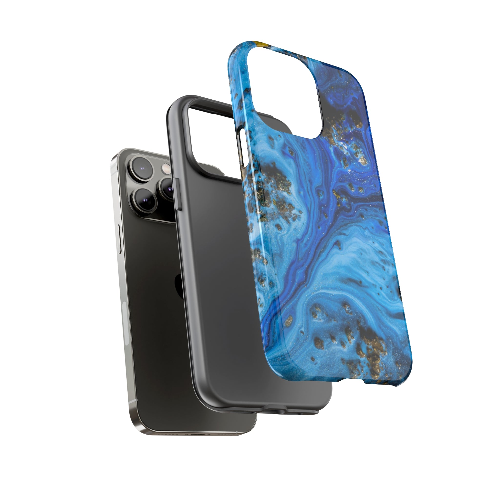 Blue Ice Melt Ink Art iPhone Case (Protective) Phone Case