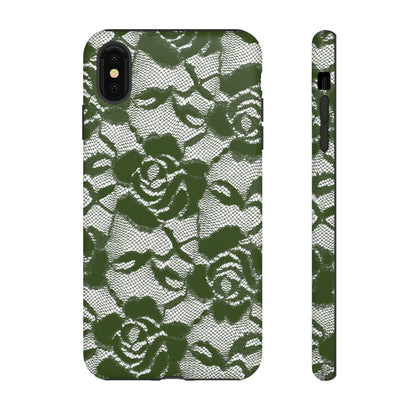 Green Lace Gothic Flower - Protective Phone Case