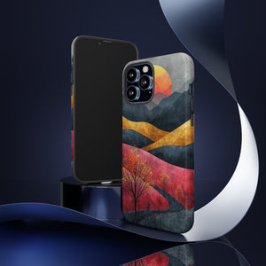 Nature's Geometry: Bright Sunset Mountain - Protective Phone Case