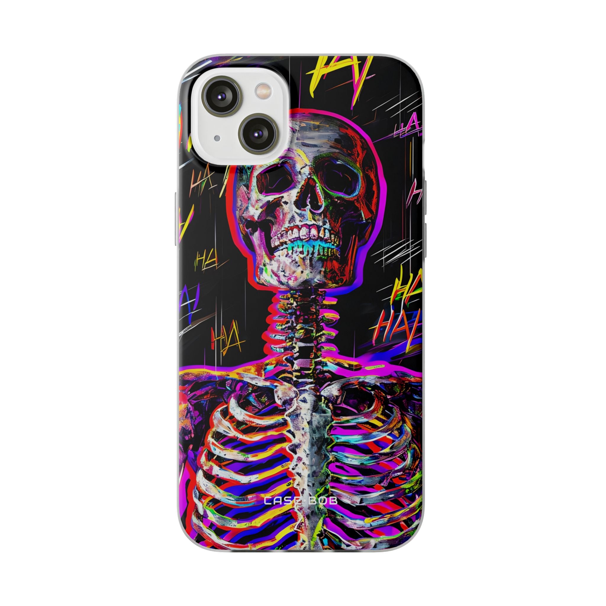 Neon Skeleton Laugh iPhone 14 Plus Case - Soft