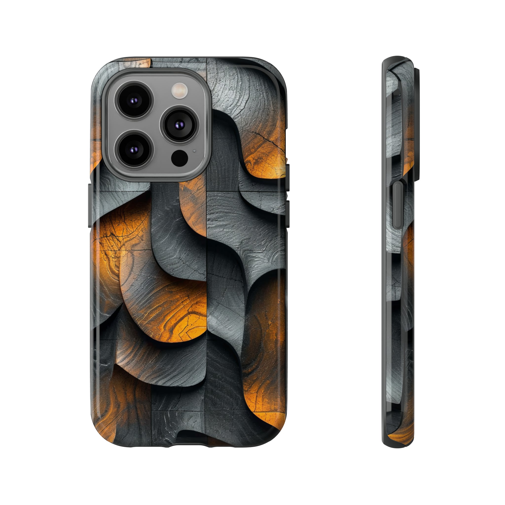 Grey Fire Orange Geometry - Protective Phone Case