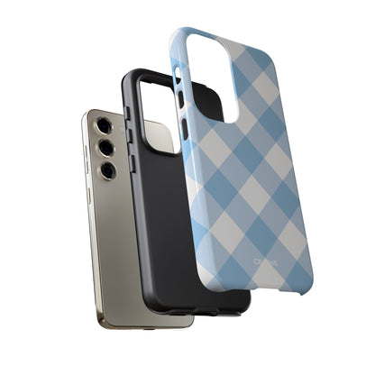 Soft Blue Gingham Elegance - Samsung Case
