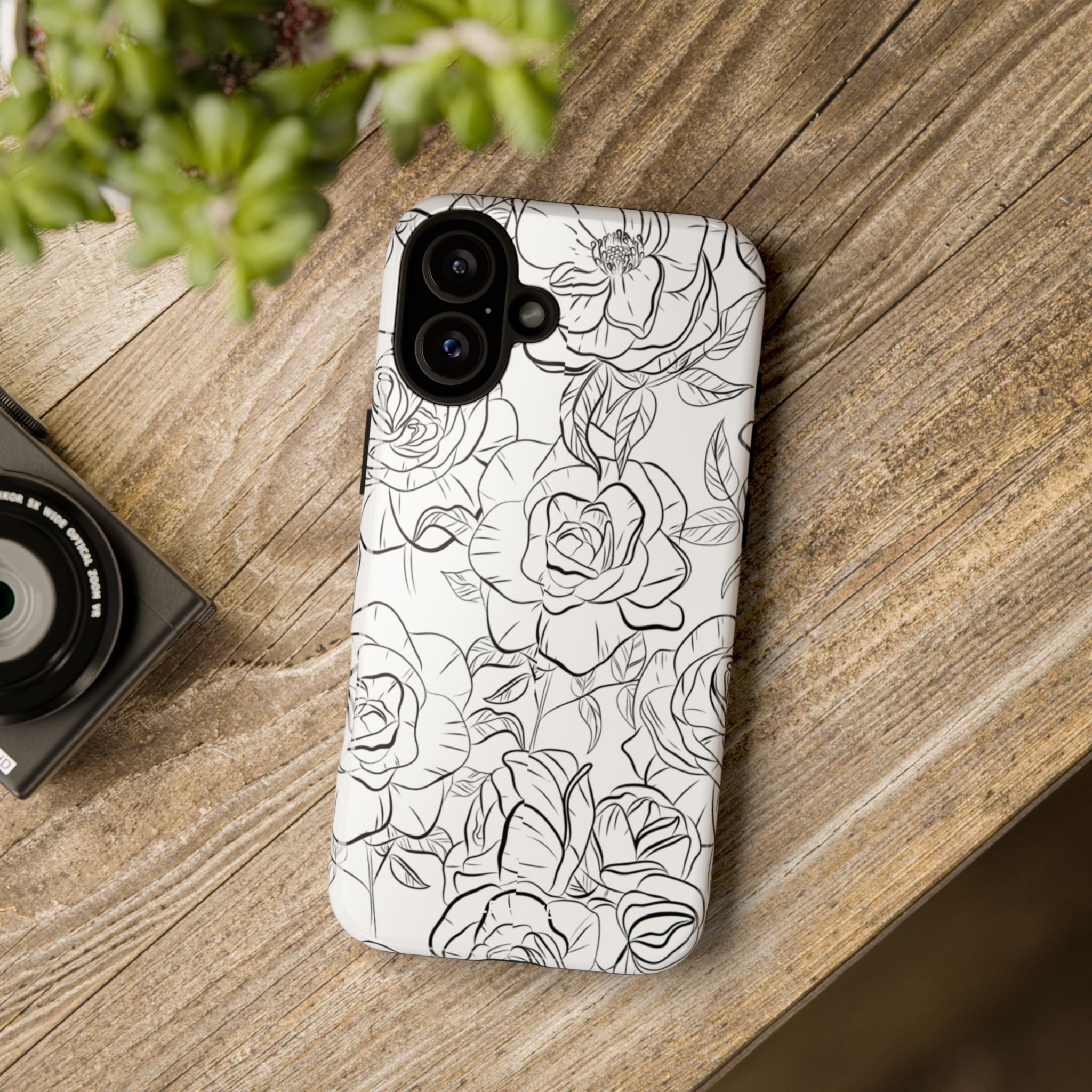 Intricate Rose Sketches - iPhone Case