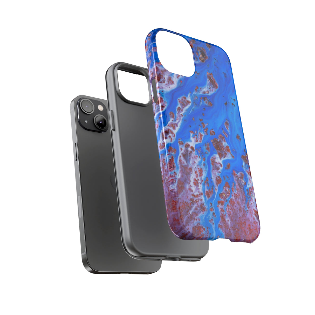 Bright Blue Ink Art iPhone Case (Protective) Phone Case