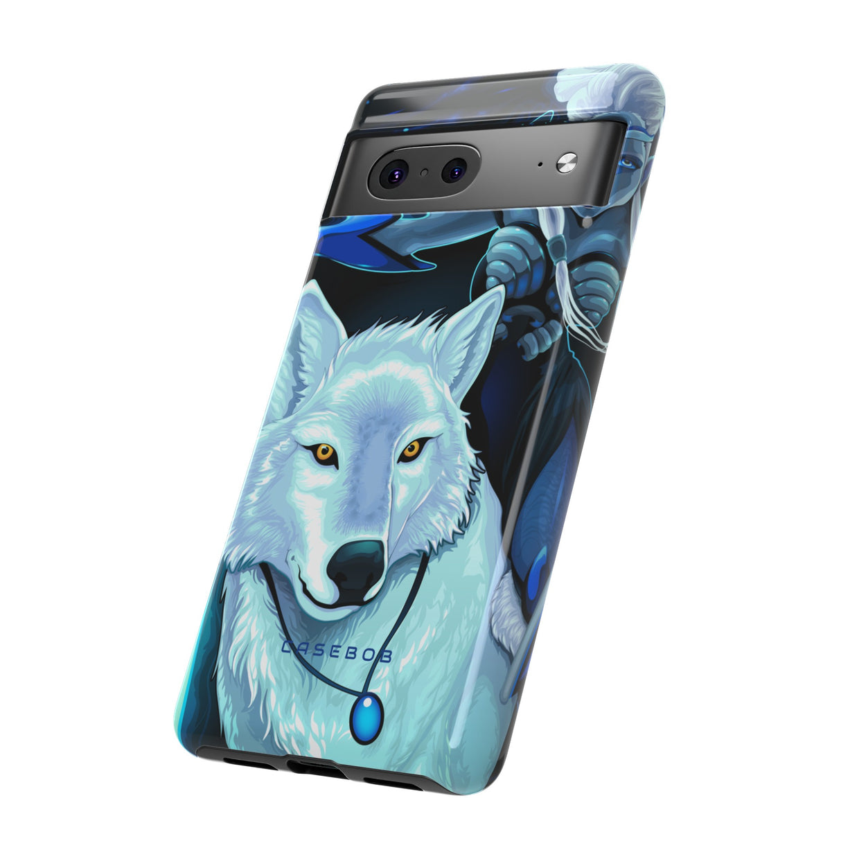 Elf with white wolf - Protective Phone Case