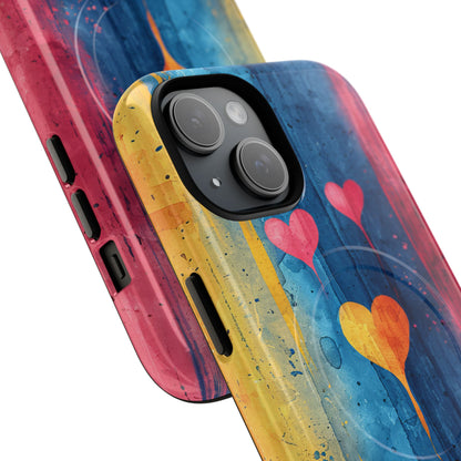 Hearts Watercolor Art - Tough + MagSafe® iPhone 15 Phone Case