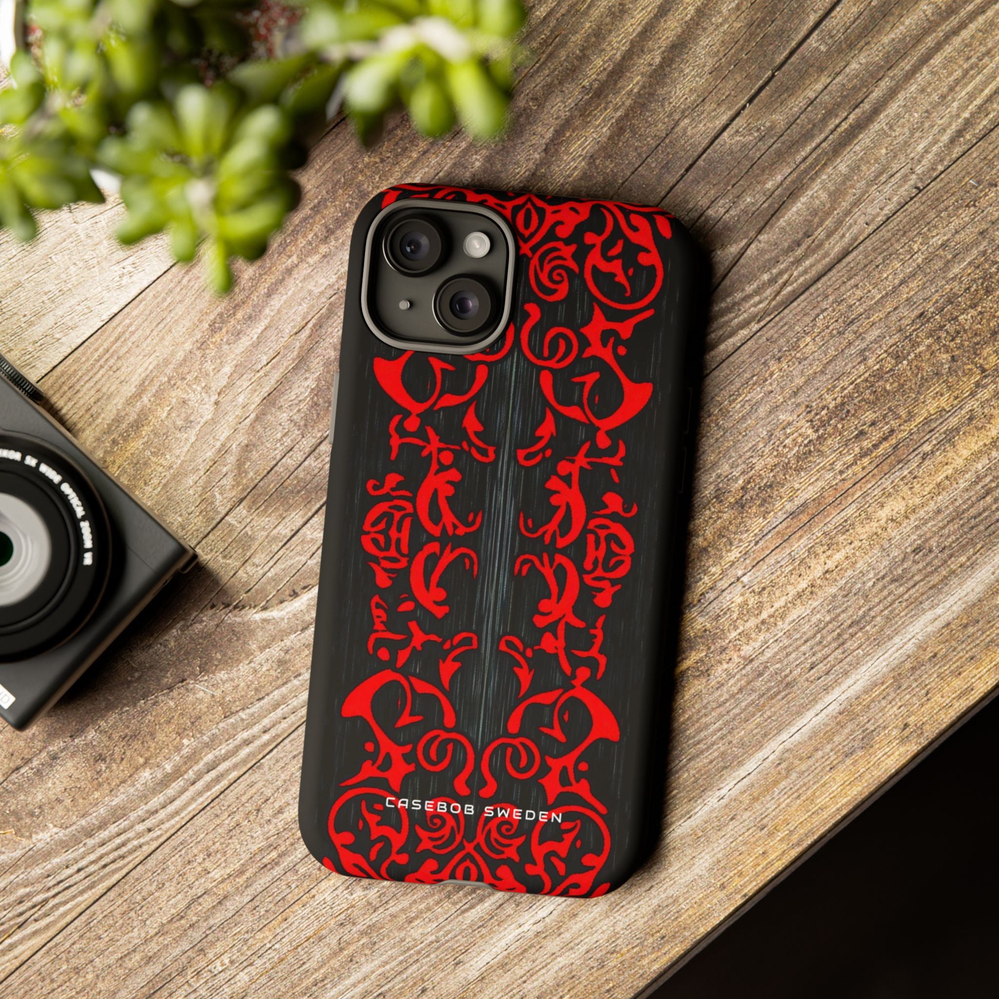 Gothic Crimson Symmetry iPhone 15 - Tough Phone Case