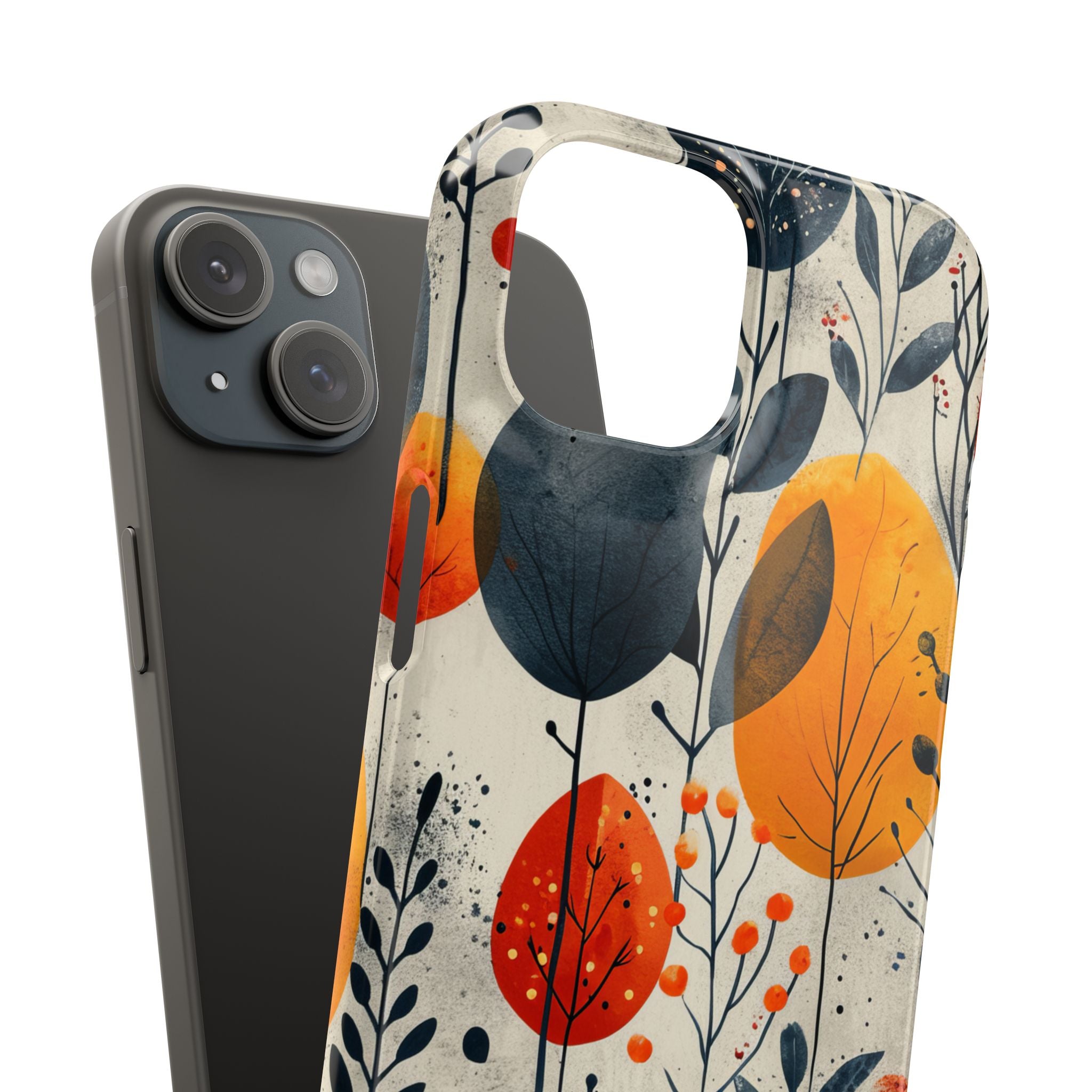 Modern Autumn Leaf Pattern - Slim iPhone 15 Phone Case