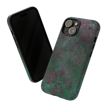 Green Damask Gothic Flower - Protective Phone Case