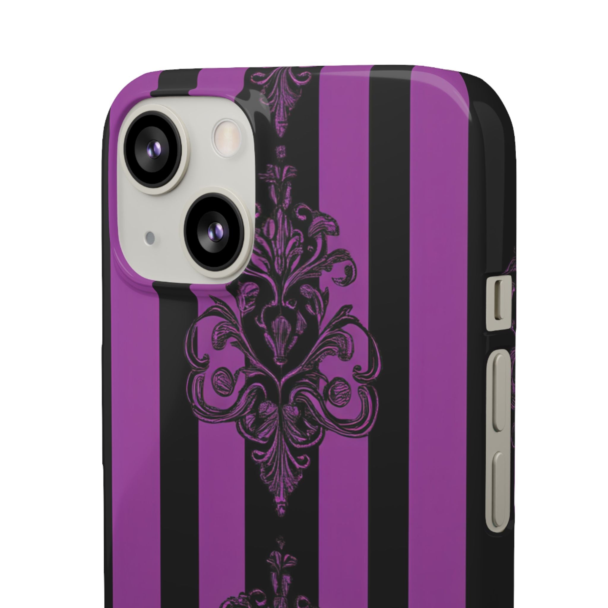 Gothic Elegance with Vertical Stripes and Ornamental Motifs iPhone 13 - Slim Phone Case