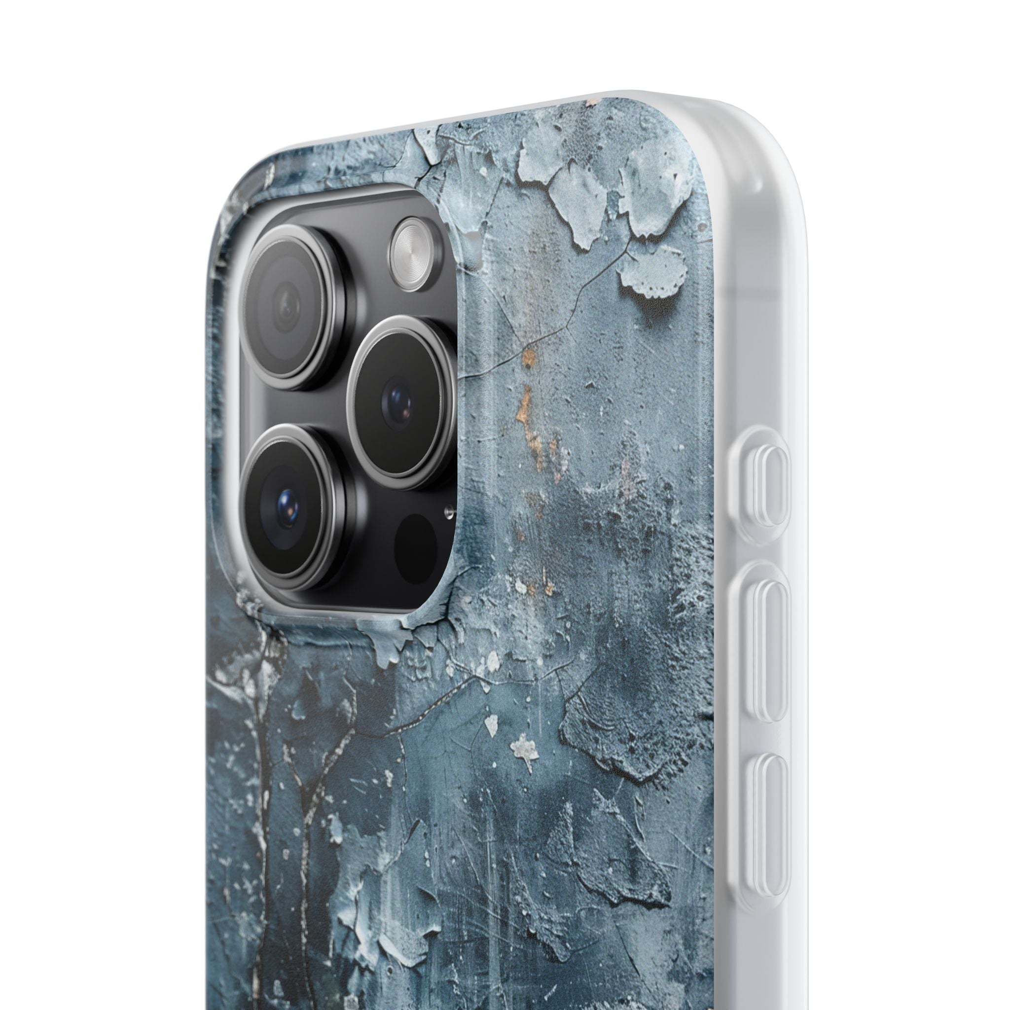 Weathered Blue Tapestry with Cracked Layers iPhone 15 - Flexi Phone Case