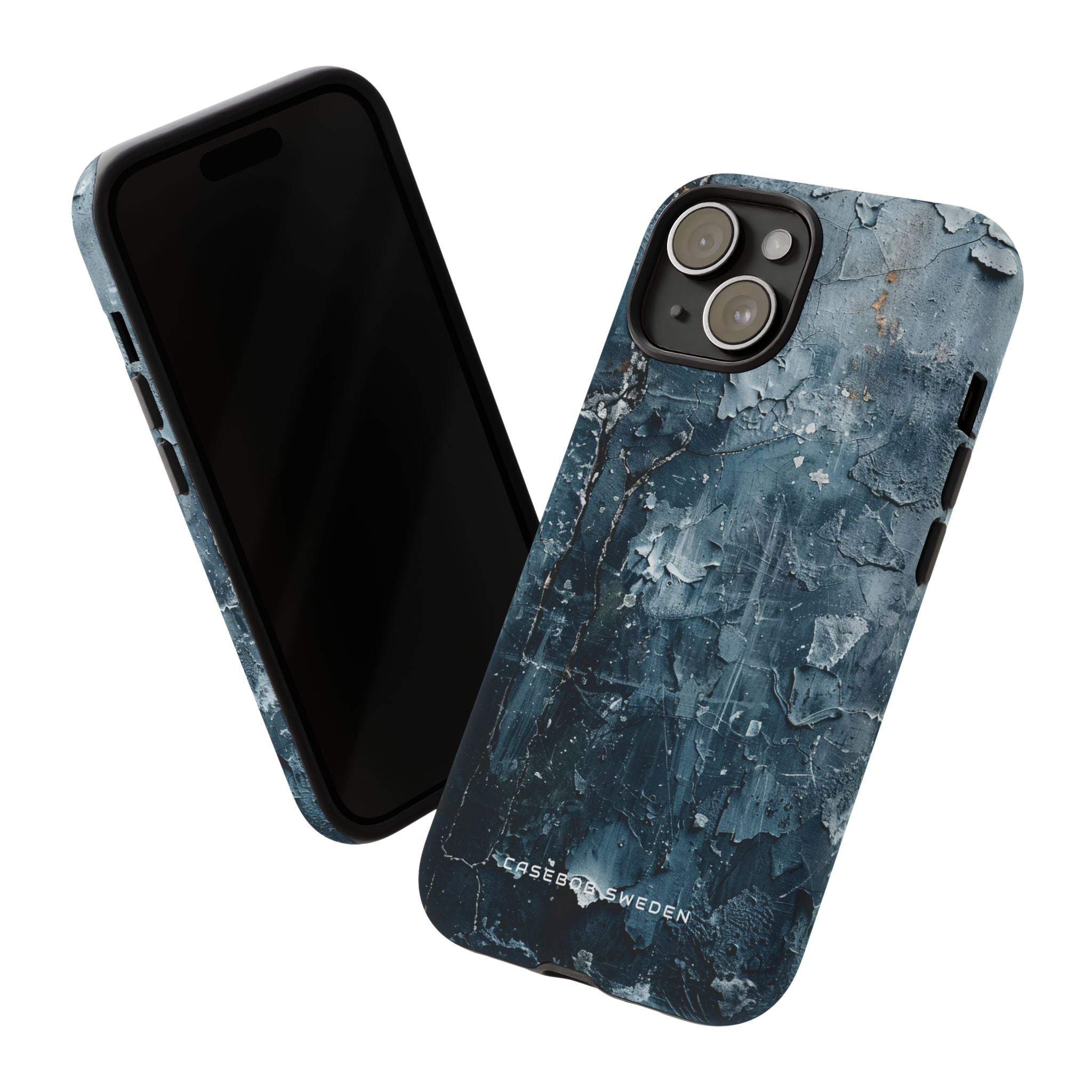 Weathered Blue Tapestry with Cracked Layers iPhone 15 - Tough Phone Case