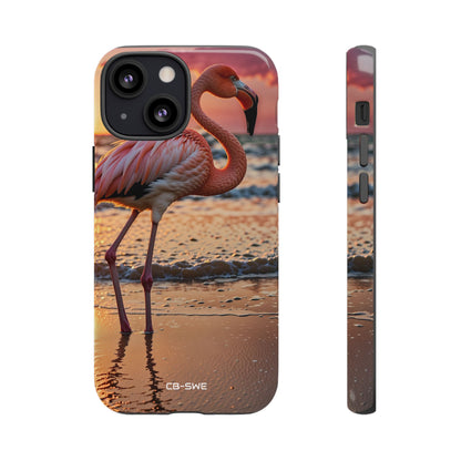 Sunset Flamingo Stand - iPhone Case