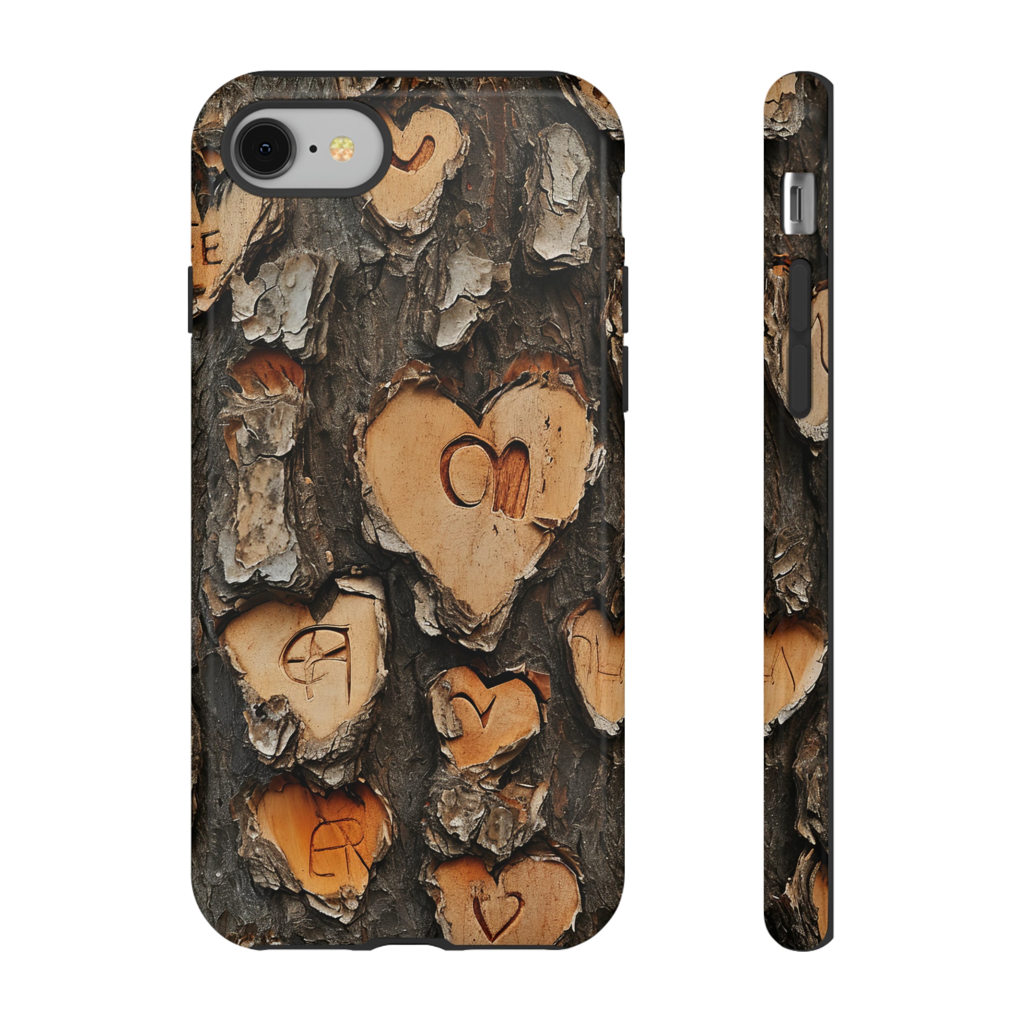 Carved Heart Trees & Initials - Protective Phone Case