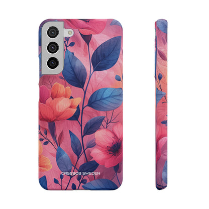 Pink Blue Floral - Slim Samsung S22 Phone Case