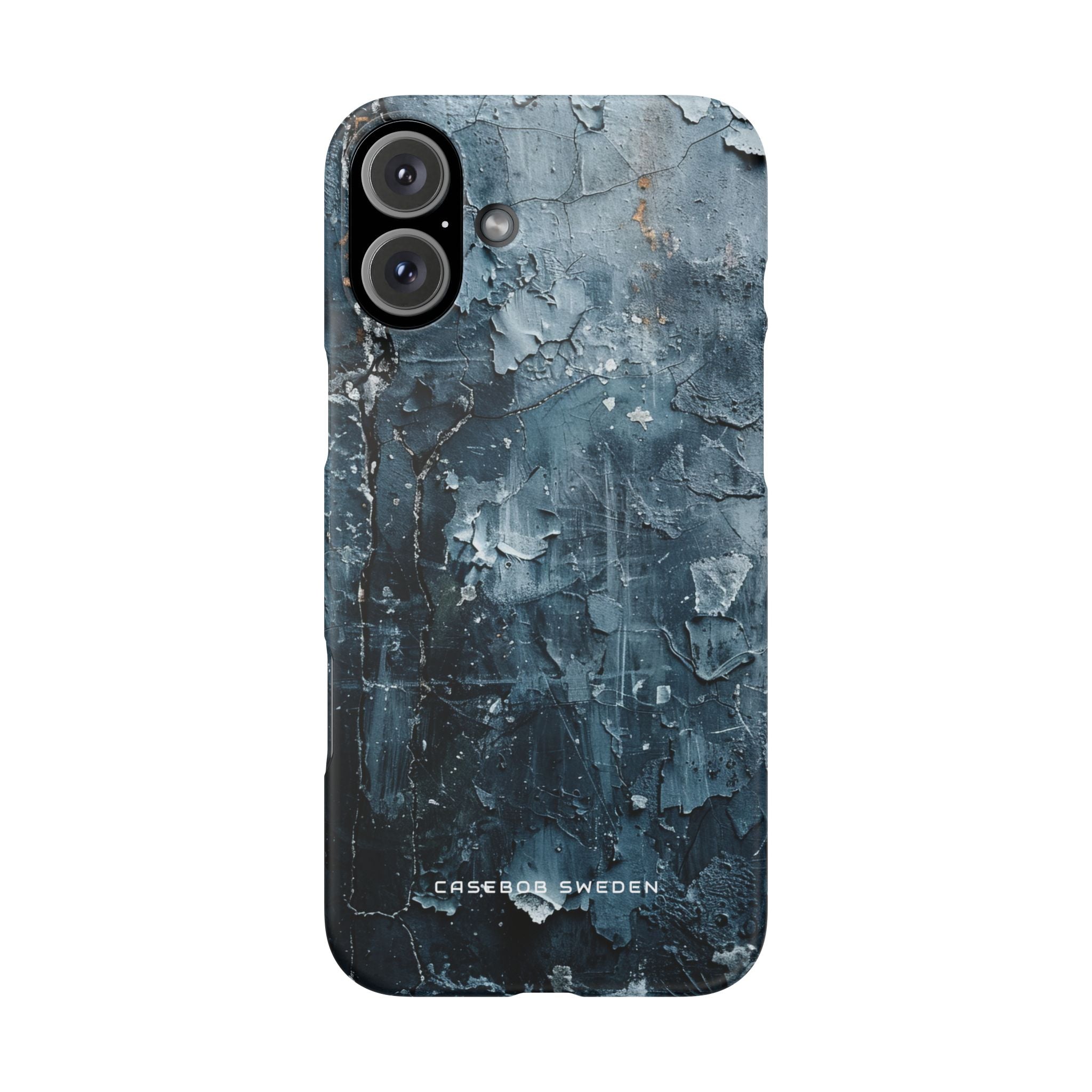 Weathered Blue Tapestry with Cracked Layers iPhone 16 - Slim Phone Case