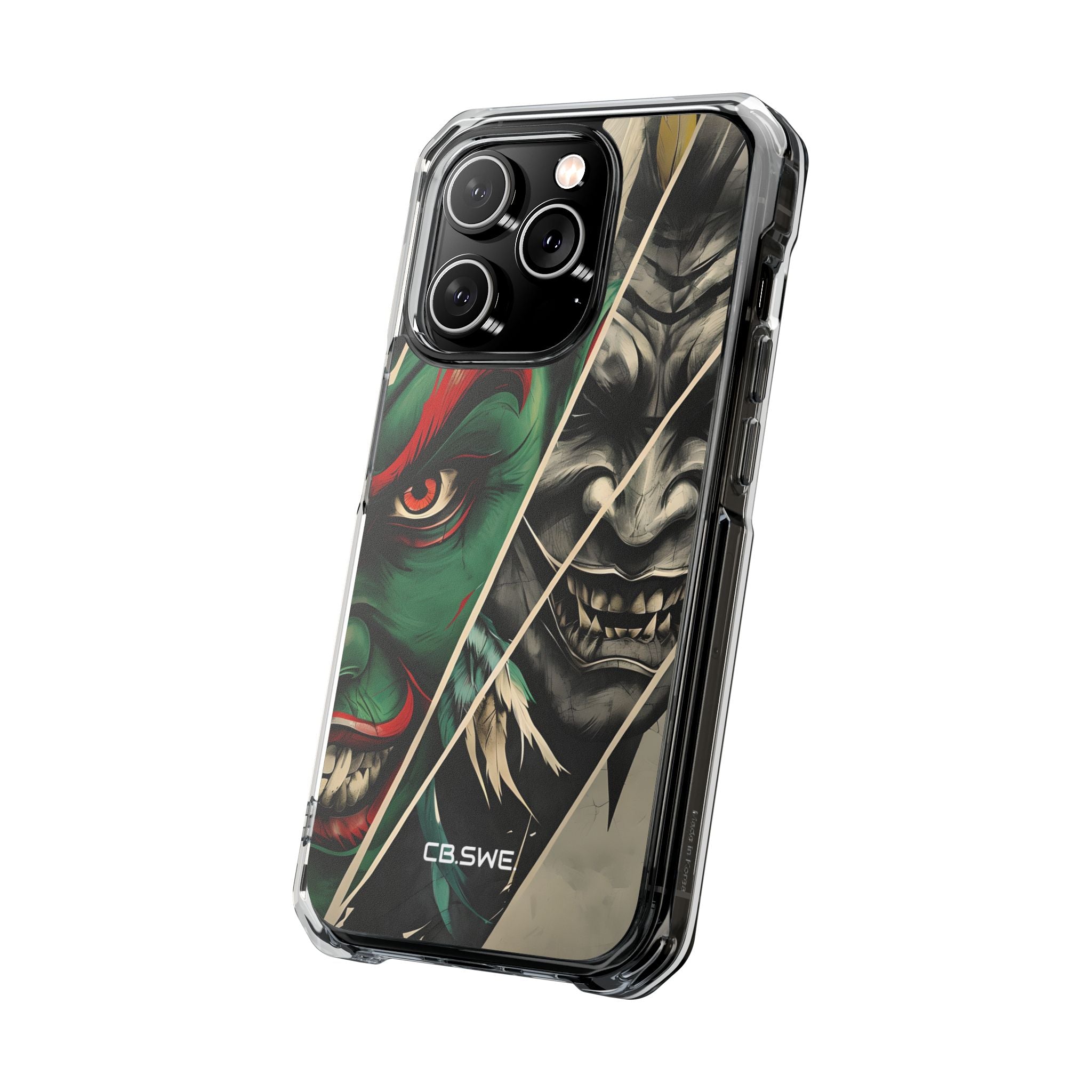 Striking Japanese Mask Art Vivid Colors iPhone 14 - Impact Clear+