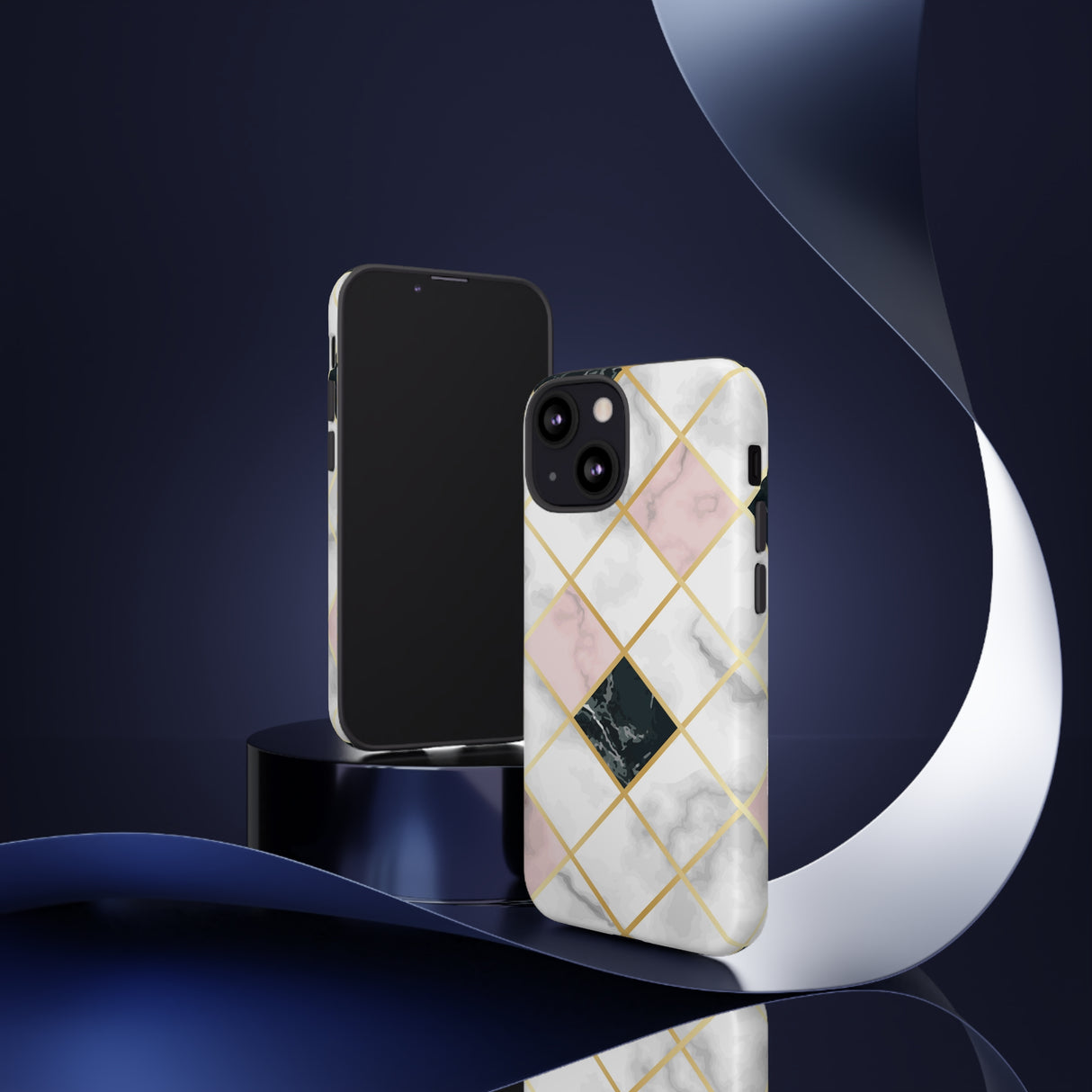 Pink Marble Geometric iPhone Case (Protective) Phone Case