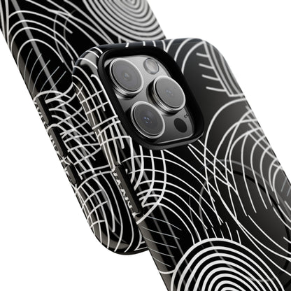 Monochrome Spiral Curves iPhone 16 - Tough+