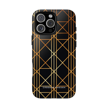 Golden Geometric Elegance iPhone 16 - Tough Phone Case