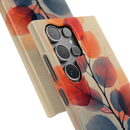 Orange Gray Leaves - Slim Samsung S24 Phone Case